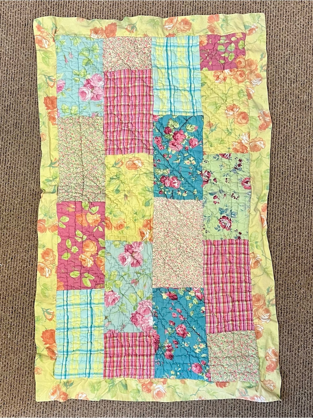 Pillow Sham Cottagecore Boho King Patchwork Floral 100% Cotton Multicolor